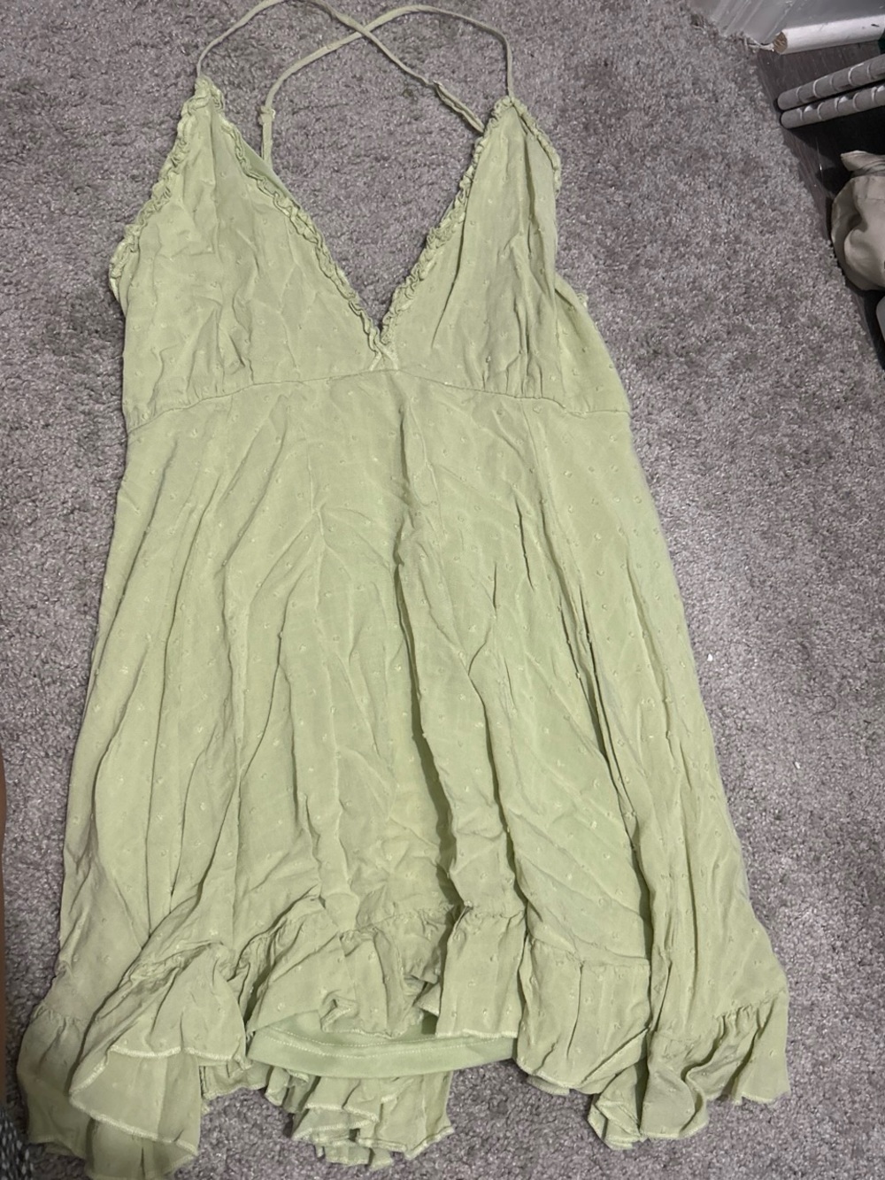 Light Green Lace-Trim Cami Slip tanktop Large